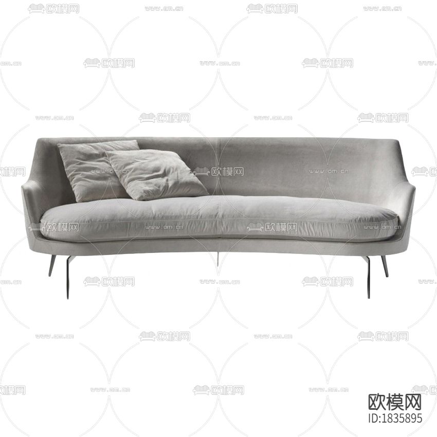 现代简约灰色布艺三人沙发
