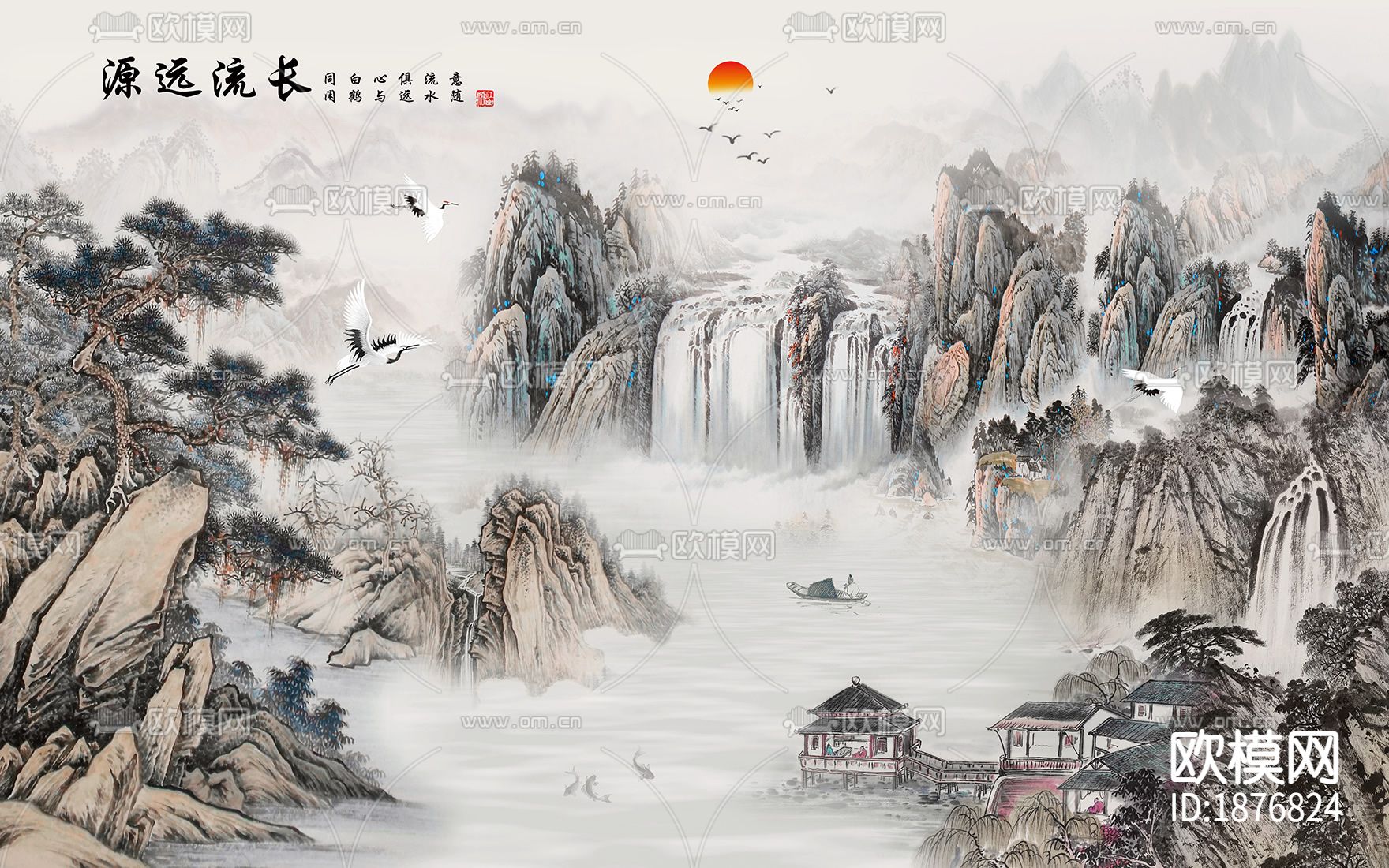 中式国画贴图下载（渲染图3）