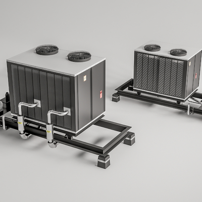  现代屋顶电机水箱设备su模型 