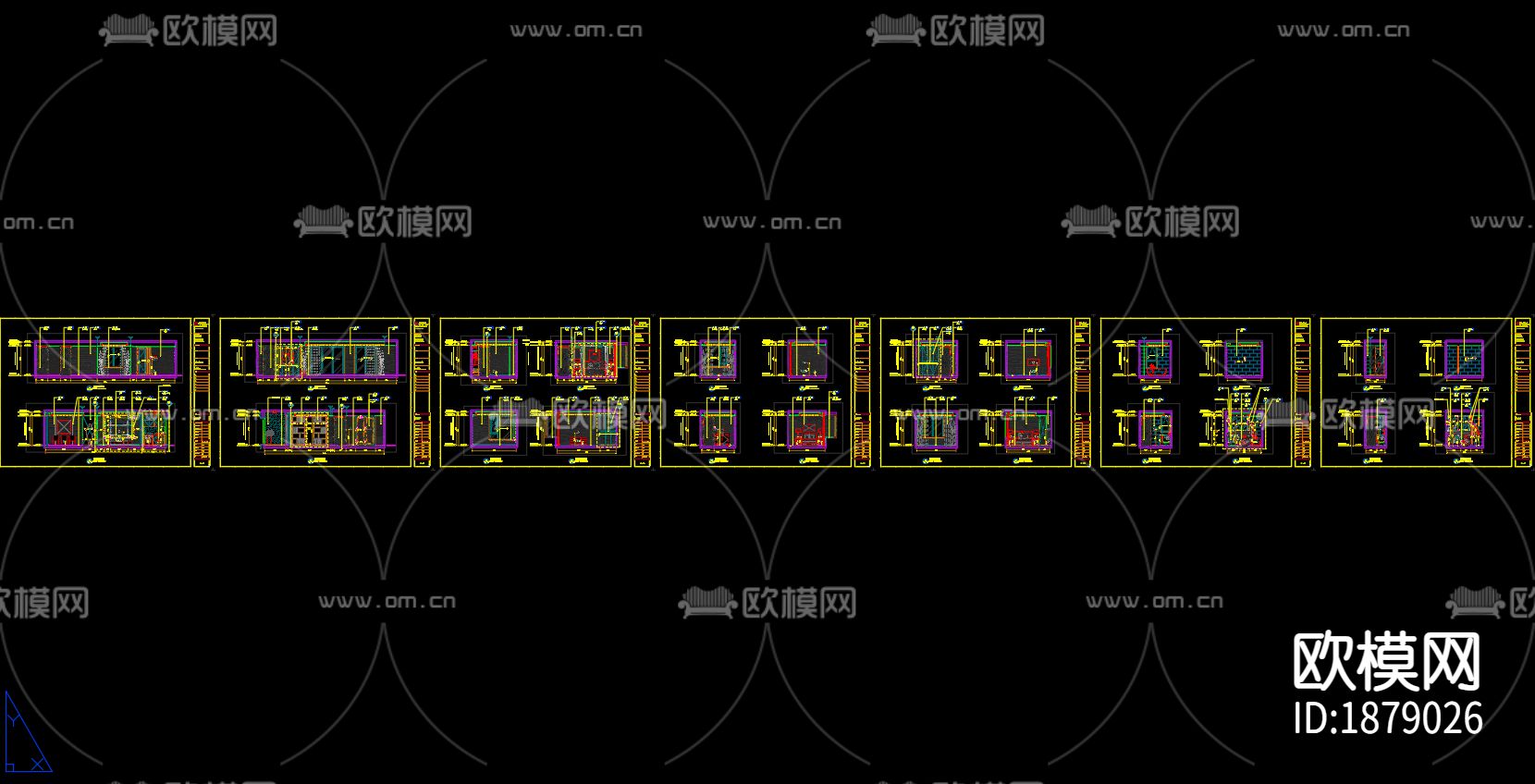 金茂府122㎡现代两居样板间CAD施工图效果图下载（渲染图6）