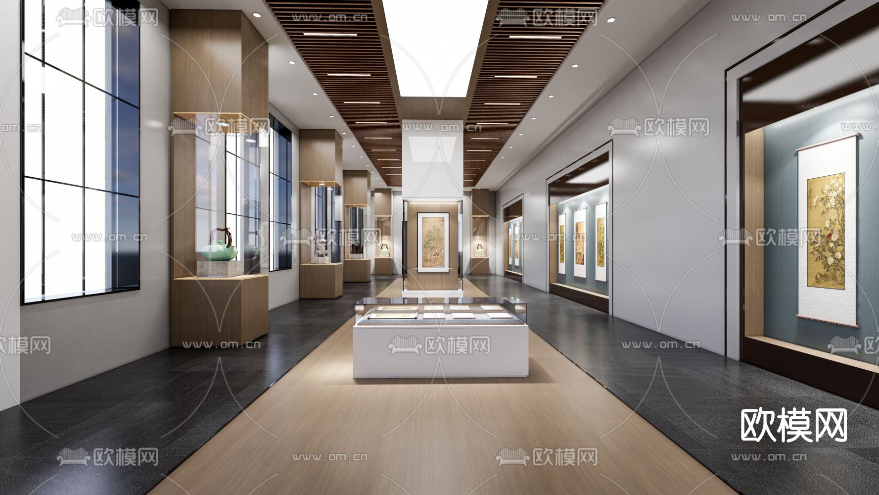 新中式博物馆su模型下载（渲染图1）