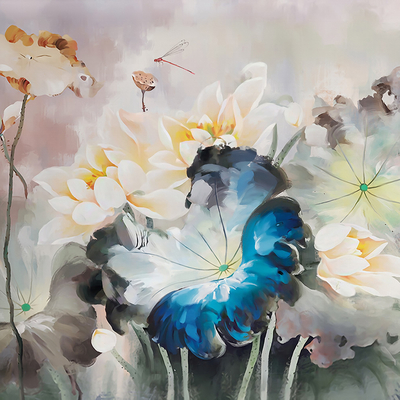  中式花卉壁布壁纸 