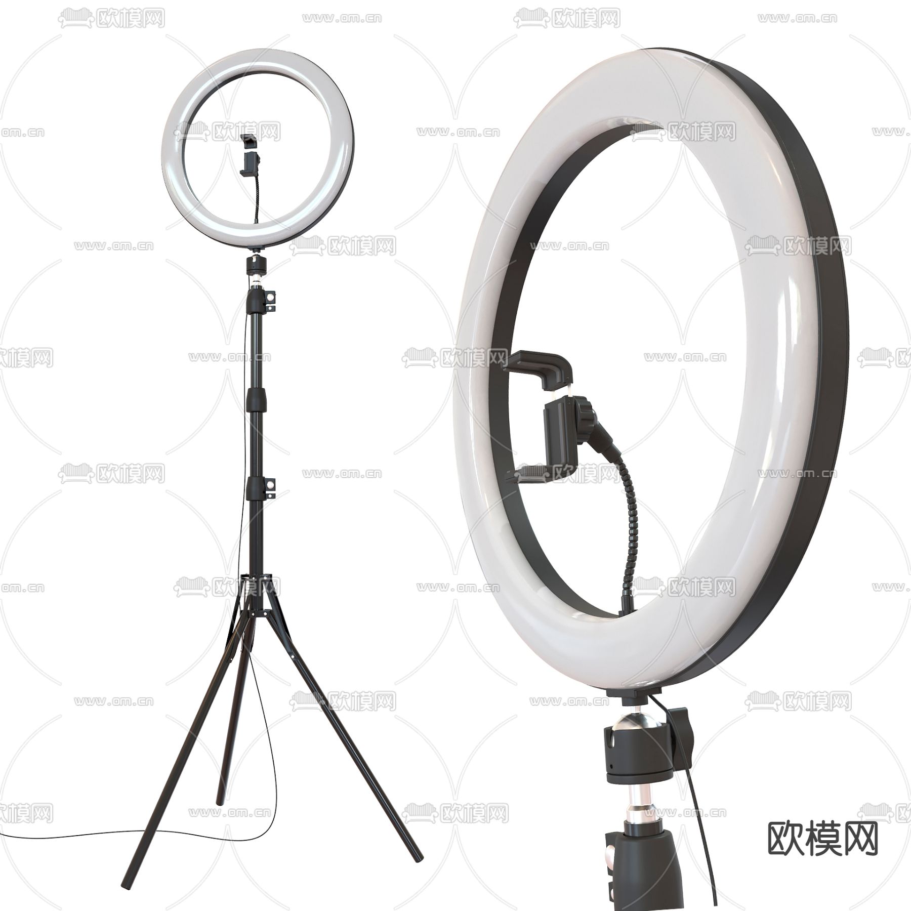 现代手机直播架补光灯3d模型