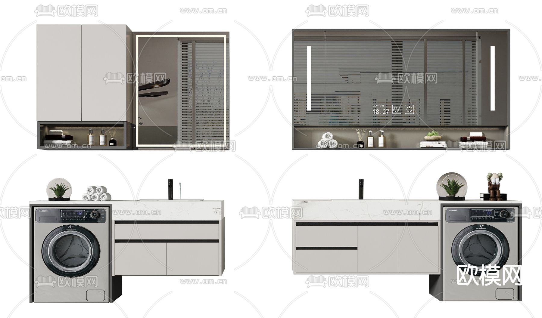现代浴室柜洗衣柜3d模型