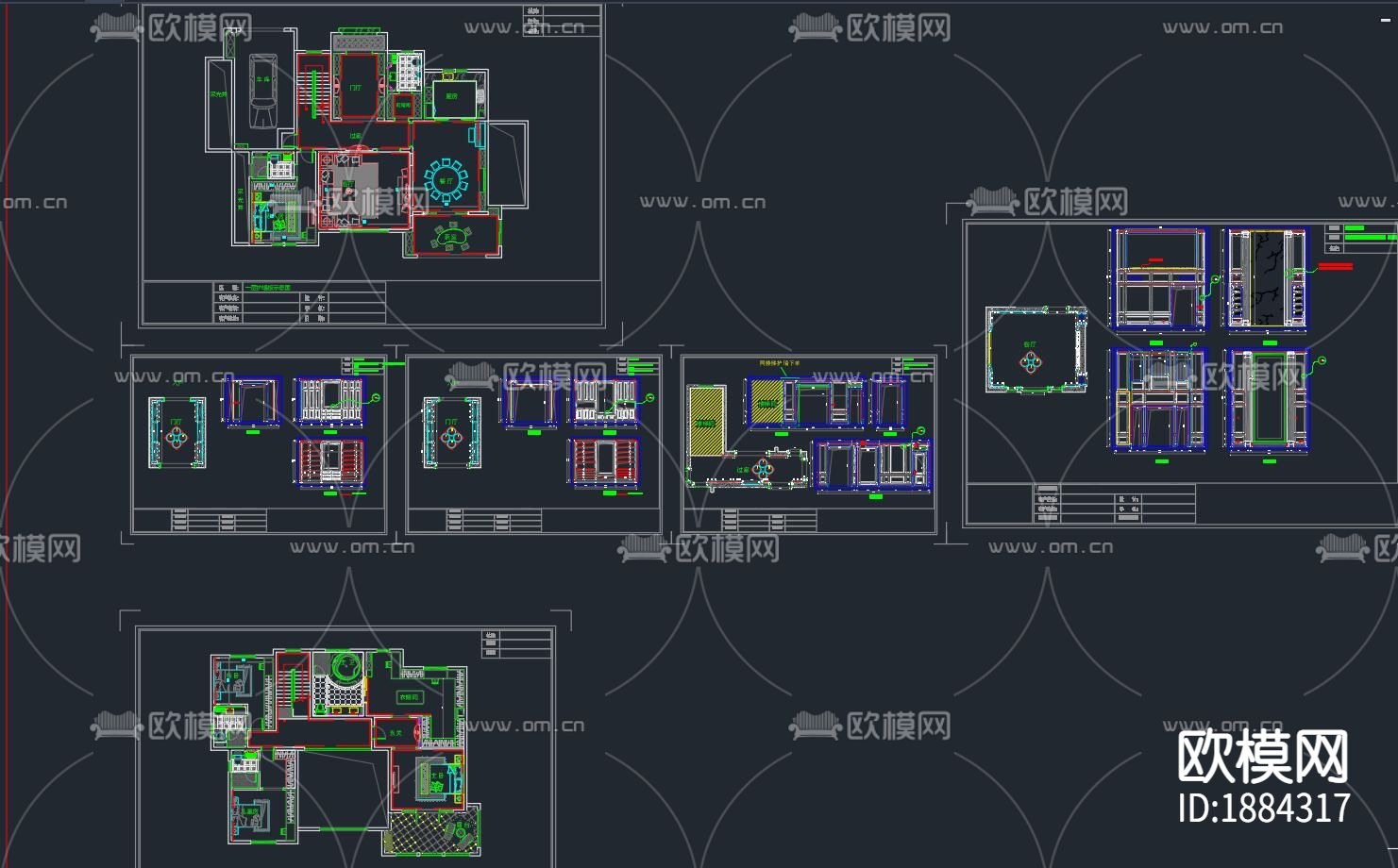 别墅cad平面布置图下载（渲染图7）
