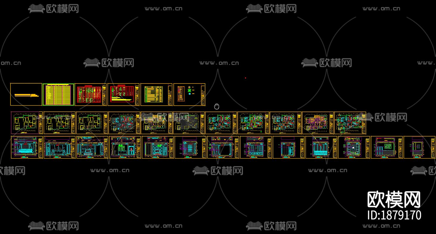 欧陆风格三居室整体家居CAD施工图下载（渲染图4）