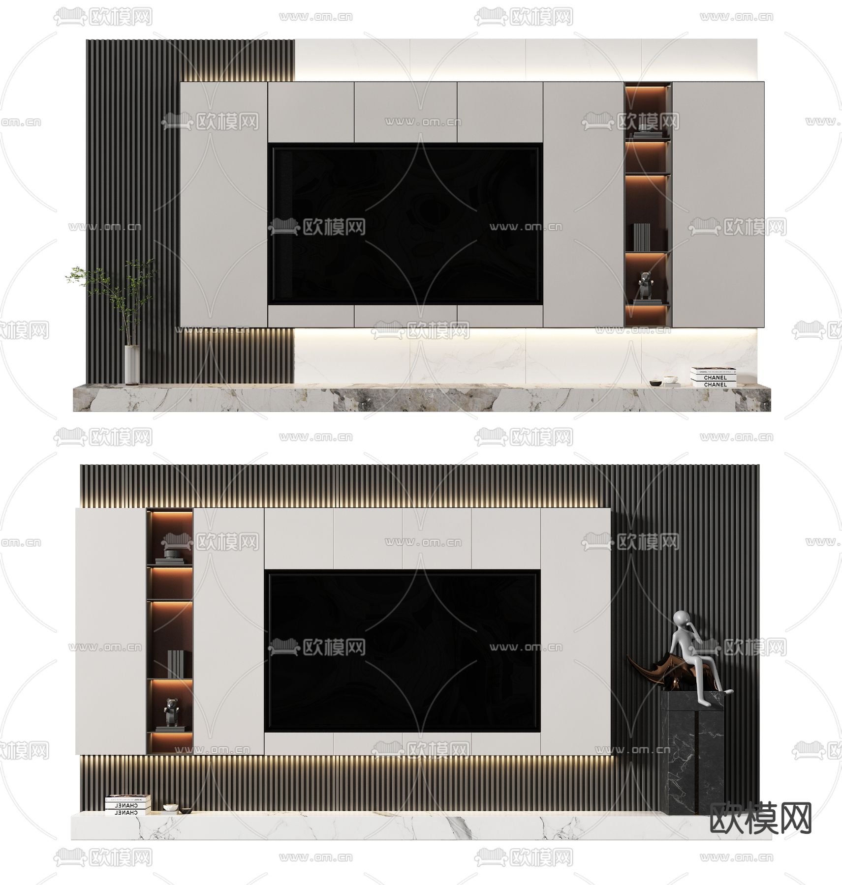 现代电视背景墙3d模型