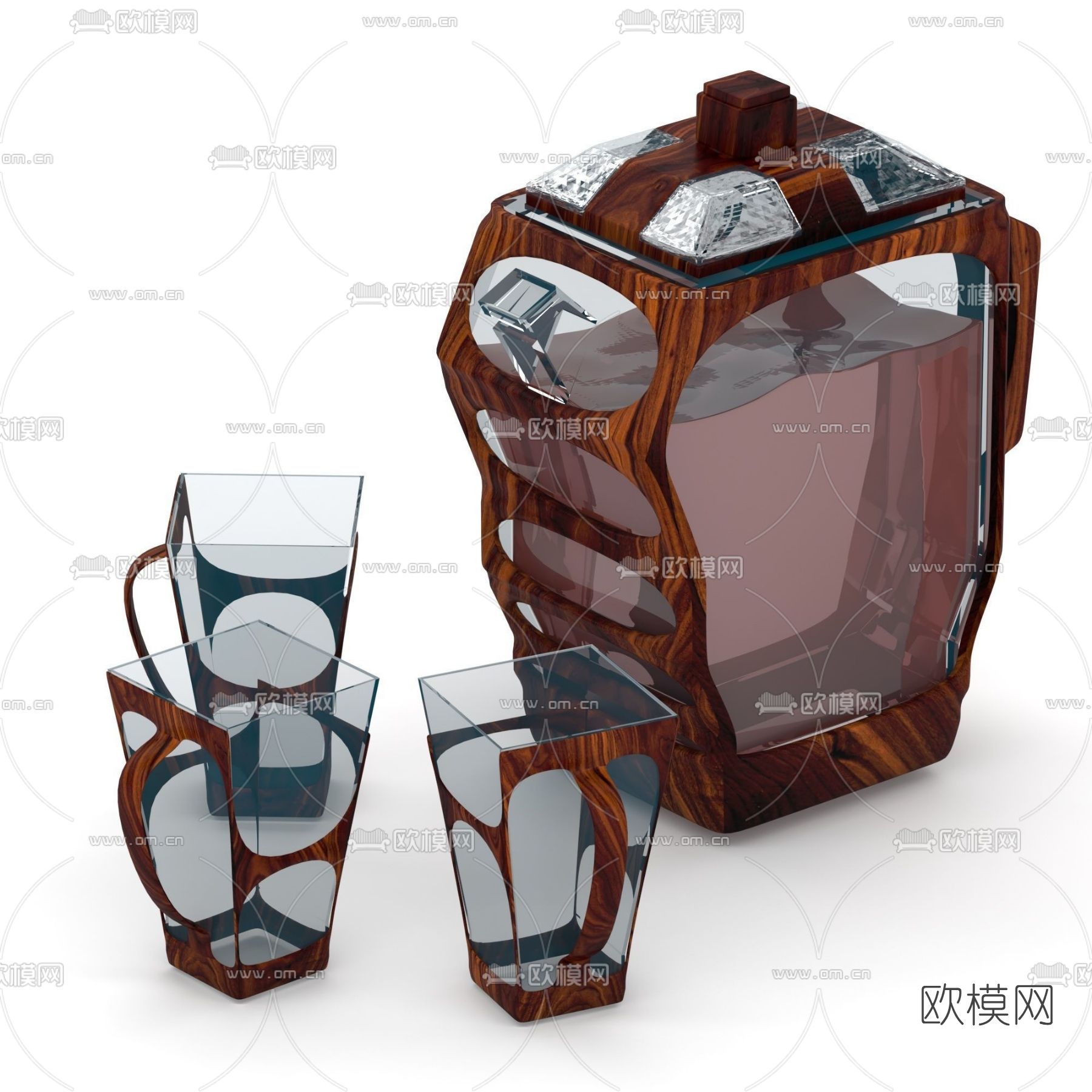 现代茶具免费3d模型下载