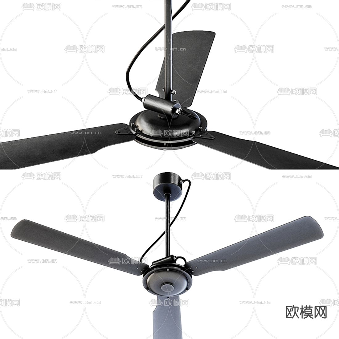 现代吊扇风扇3d模型下载（渲染图1）