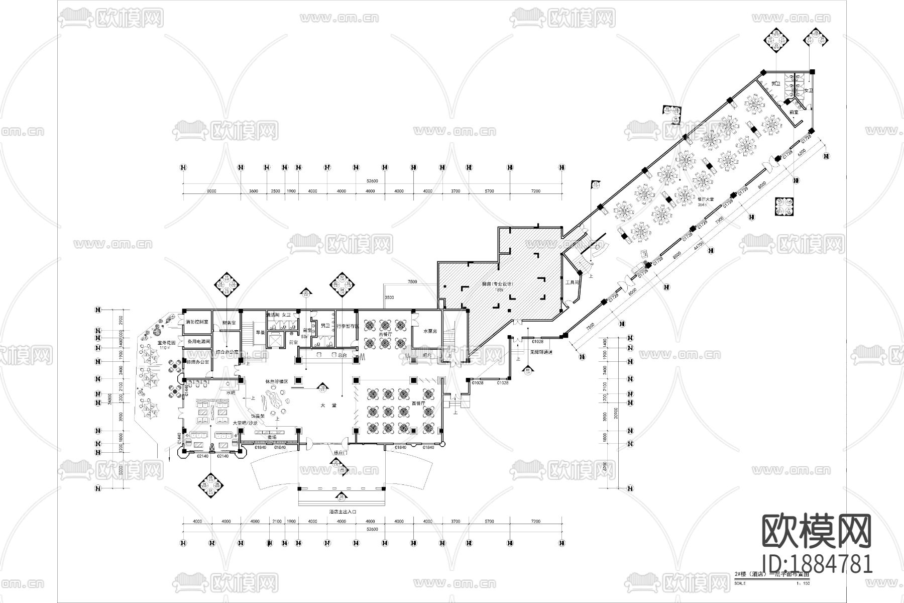酒店cad施工图下载（渲染图1）