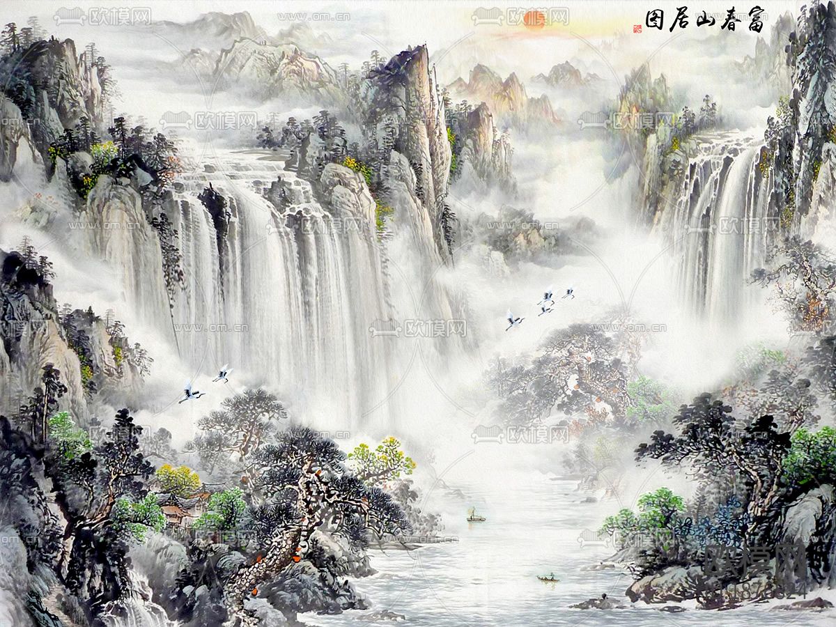 中式国画贴图下载（渲染图1）