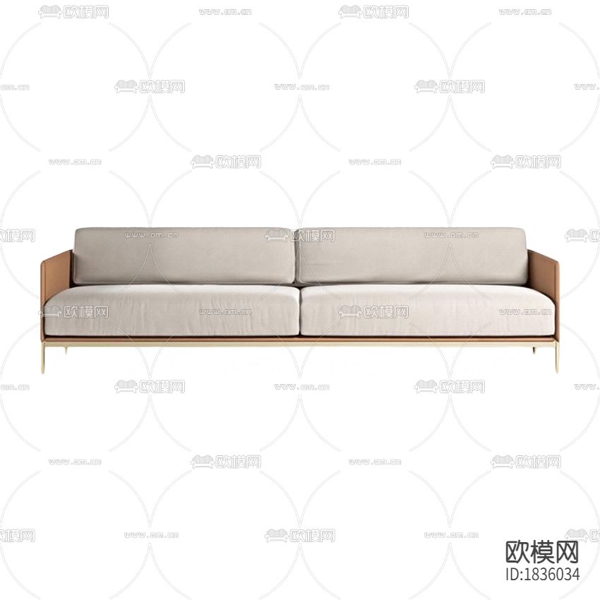 现代轻奢灰色布艺皮革三人沙发下载