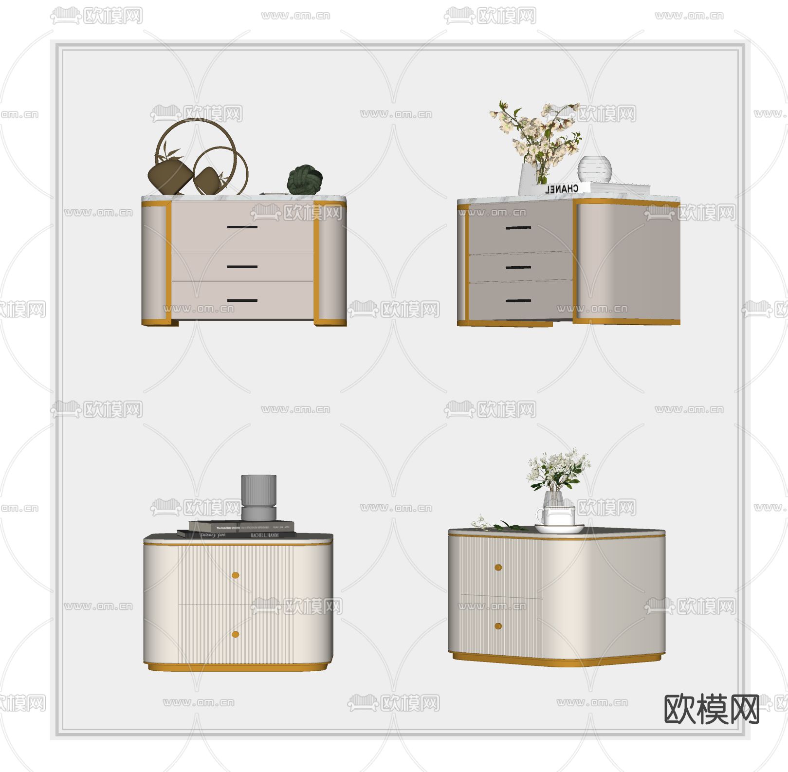 现代床头柜su模型