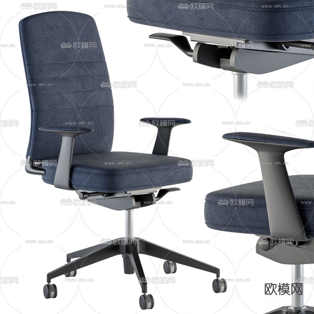现代布艺办公椅3d模型下载（渲染图2）