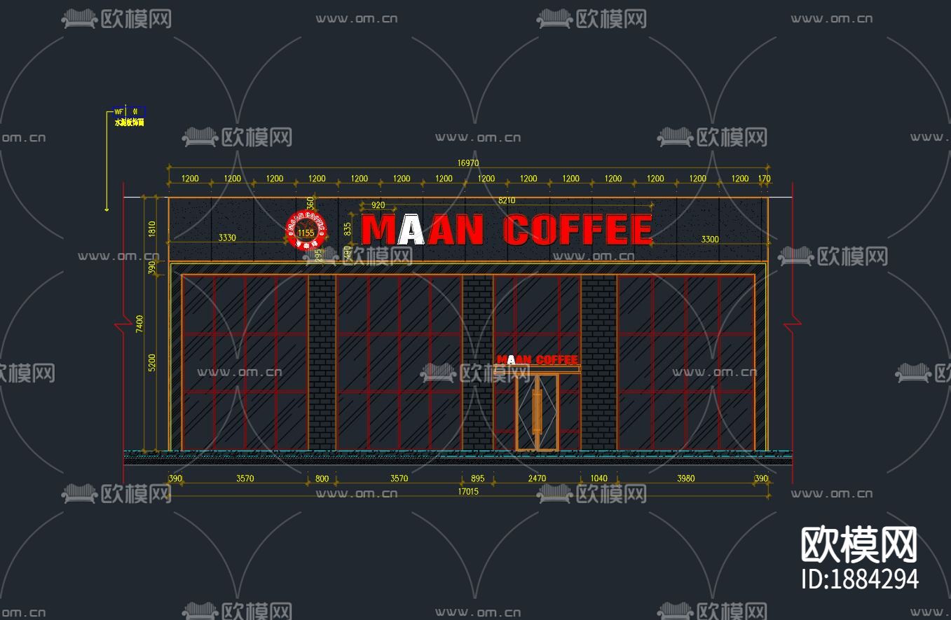 咖啡店cad施工图下载（渲染图3）