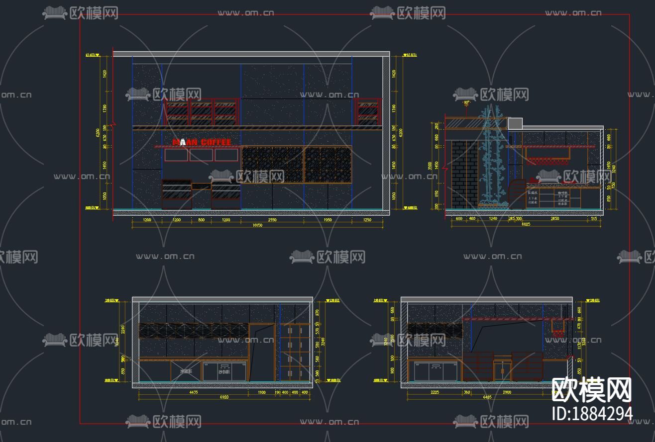 咖啡店cad施工图下载（渲染图6）