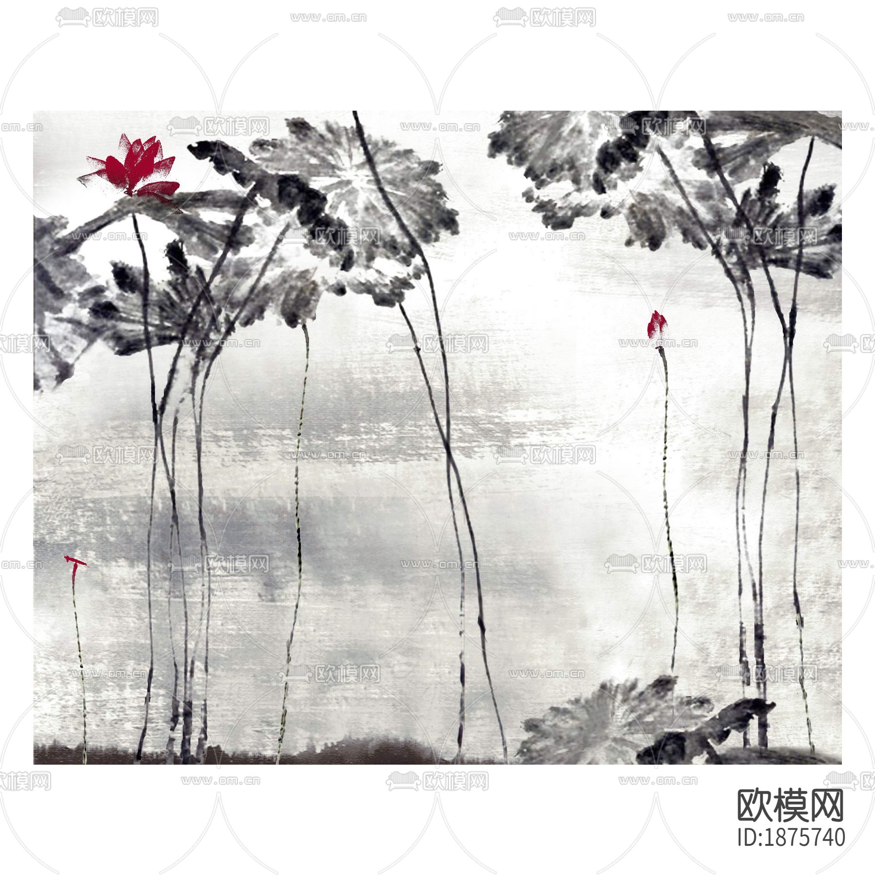 新中式山水绒布地毯下载（渲染图4）