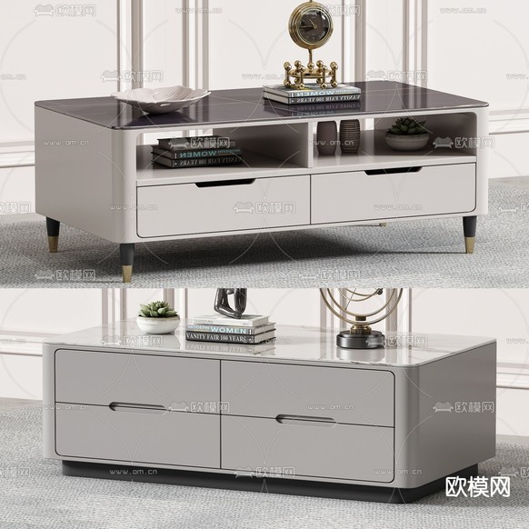 现代大理石茶几3d模型下载(渲染图1)