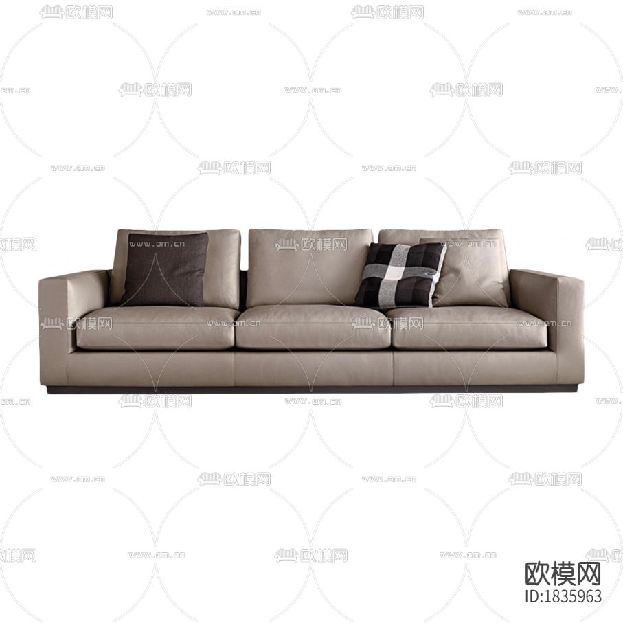 现代简约灰色布艺三人沙发下载