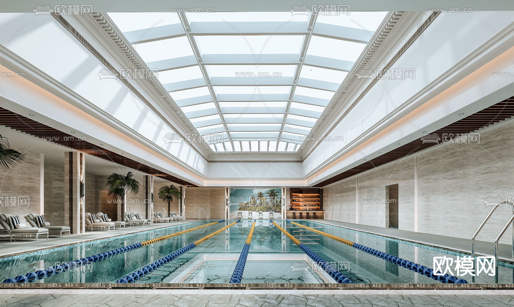 现代游泳馆3d模型下载