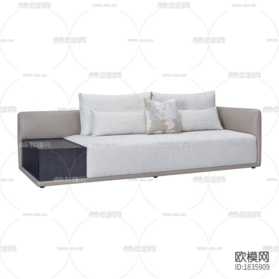 现代简约皮革布艺三人沙发下载