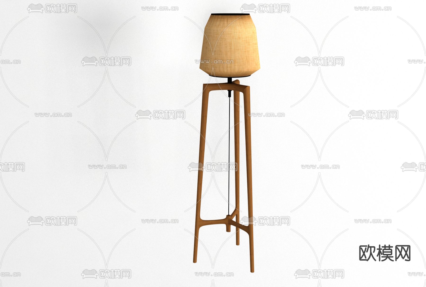新中式实木落地灯免费3d模型下载