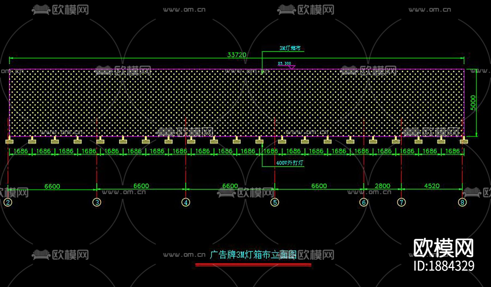广告牌cad立面图下载（渲染图1）