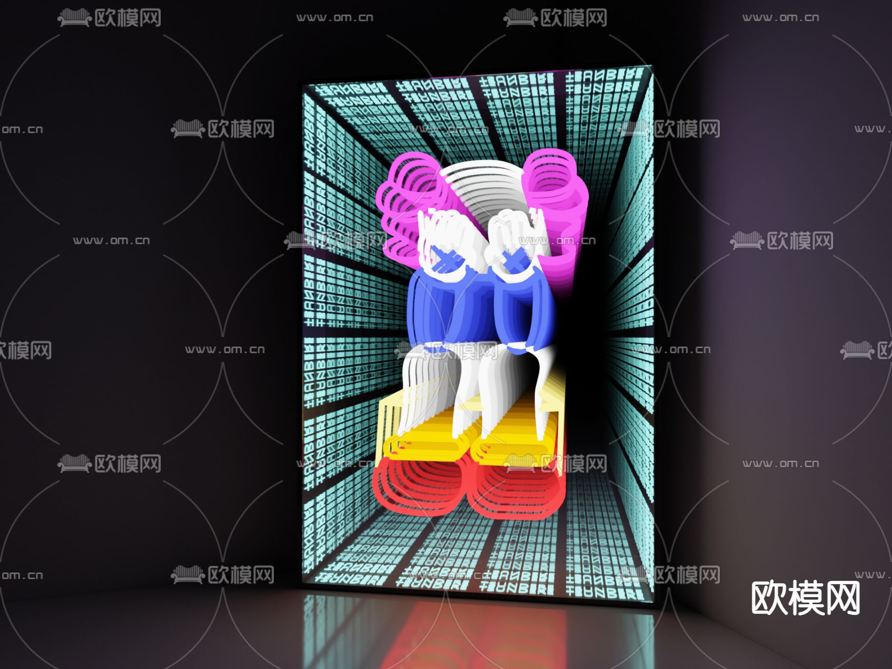 现代网红深渊镜3d模型下载（渲染图2）