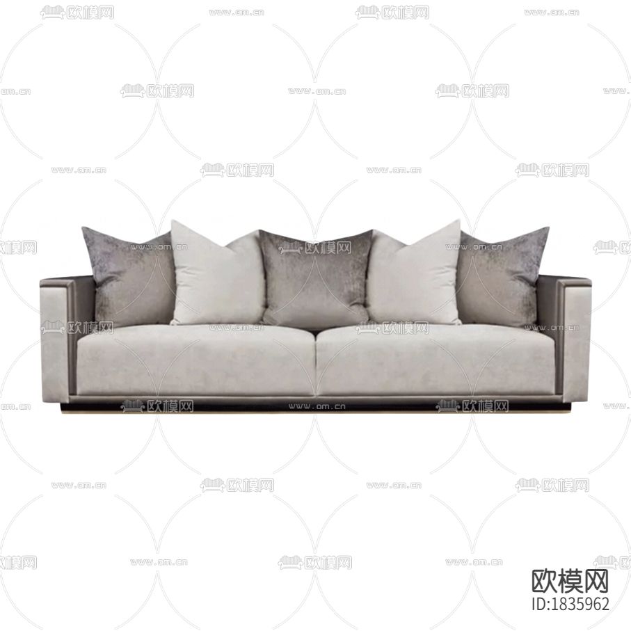 现代简约灰色布艺三人沙发下载