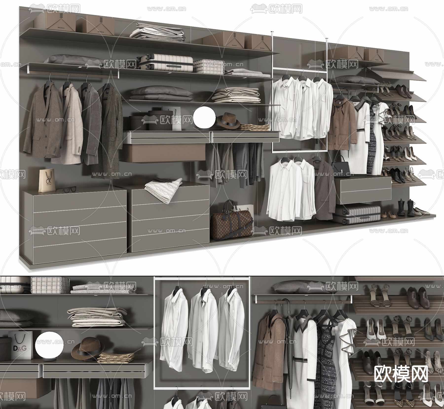 现代服饰鞋帽衣柜3d模型