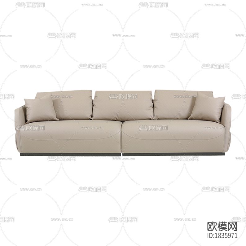 现代简约皮革三人沙发下载（渲染图2）