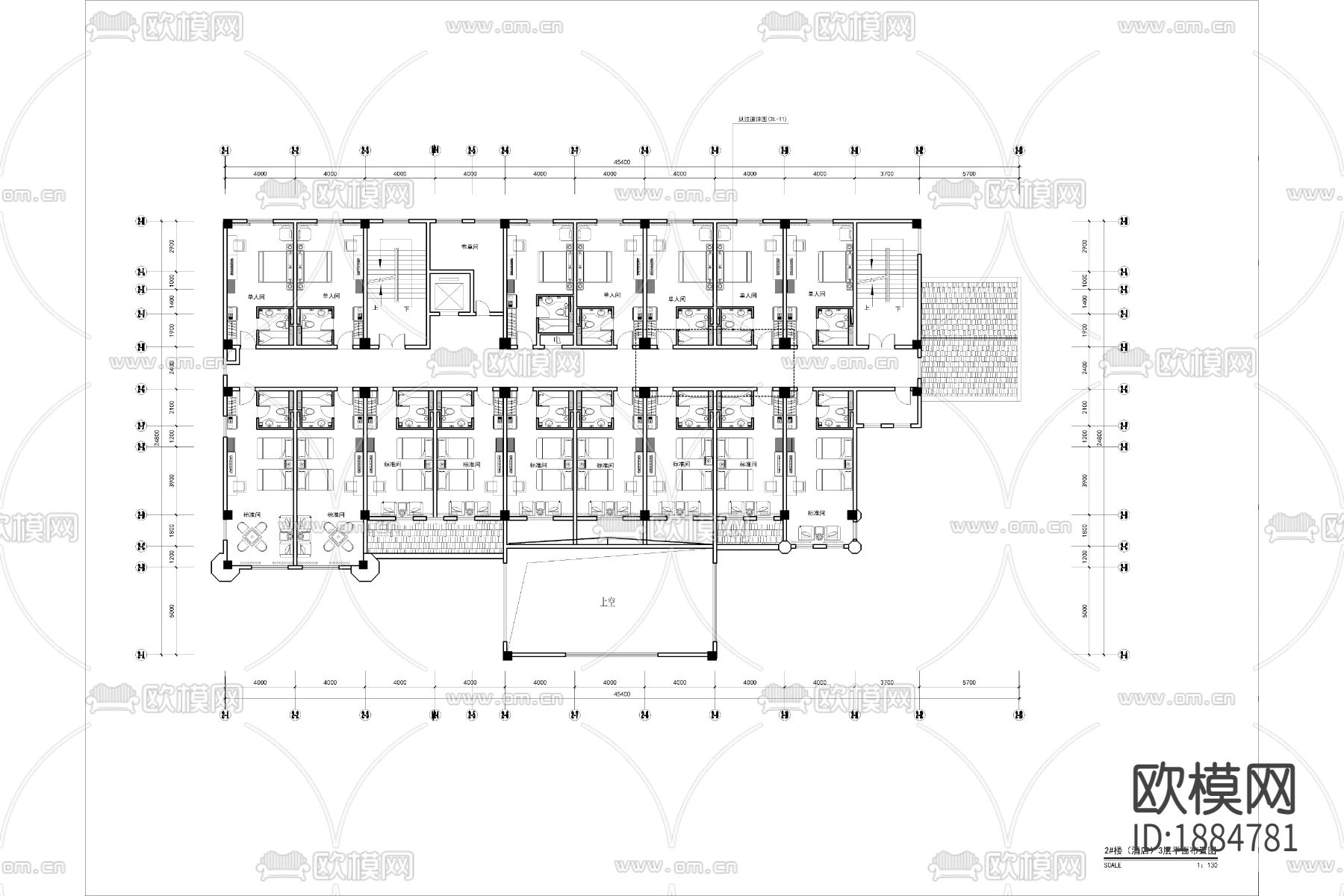 酒店cad施工图下载（渲染图2）