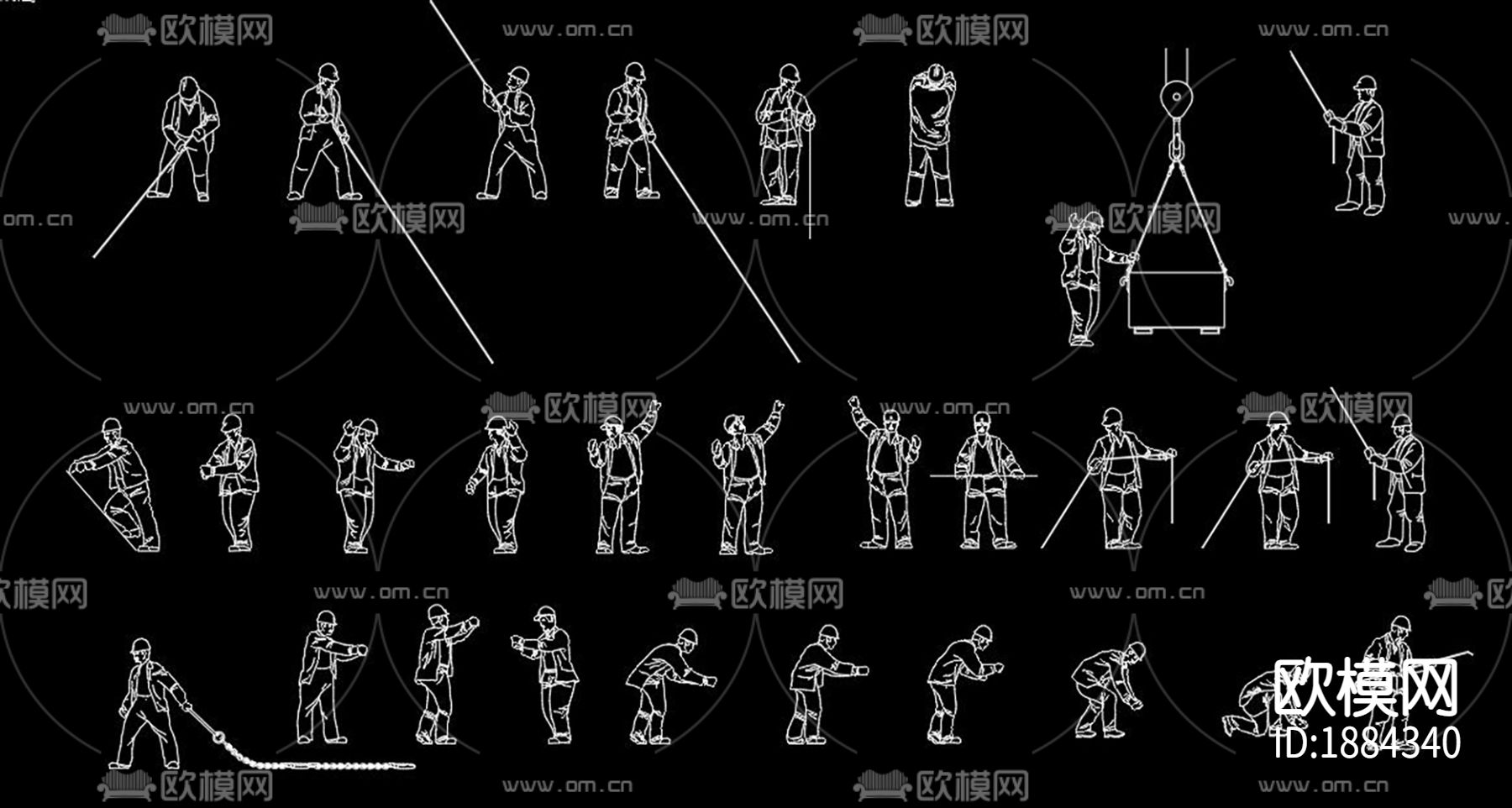 装修工人cad图块下载（渲染图2）