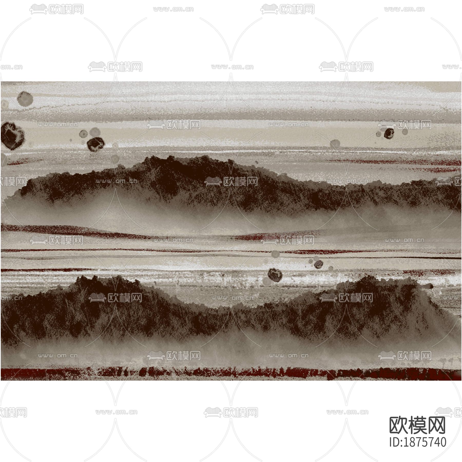 新中式山水绒布地毯下载（渲染图5）