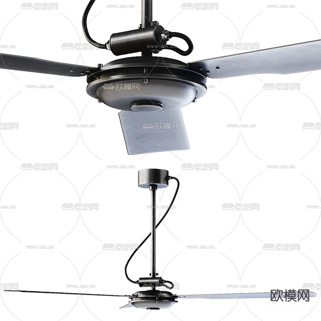 现代吊扇风扇3d模型下载（渲染图2）