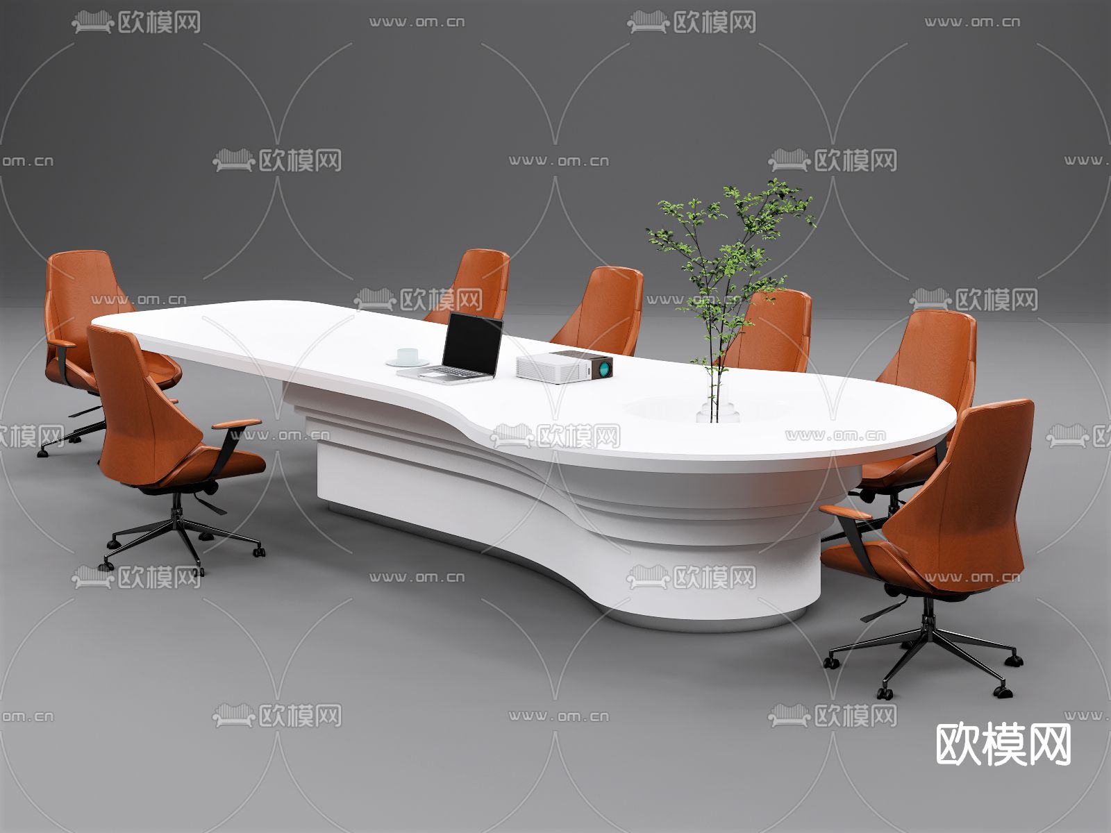 现代会议桌椅su模型下载（渲染图1）
