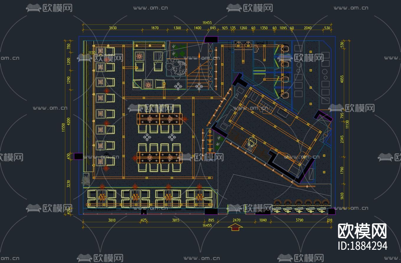 咖啡店cad施工图下载（渲染图1）