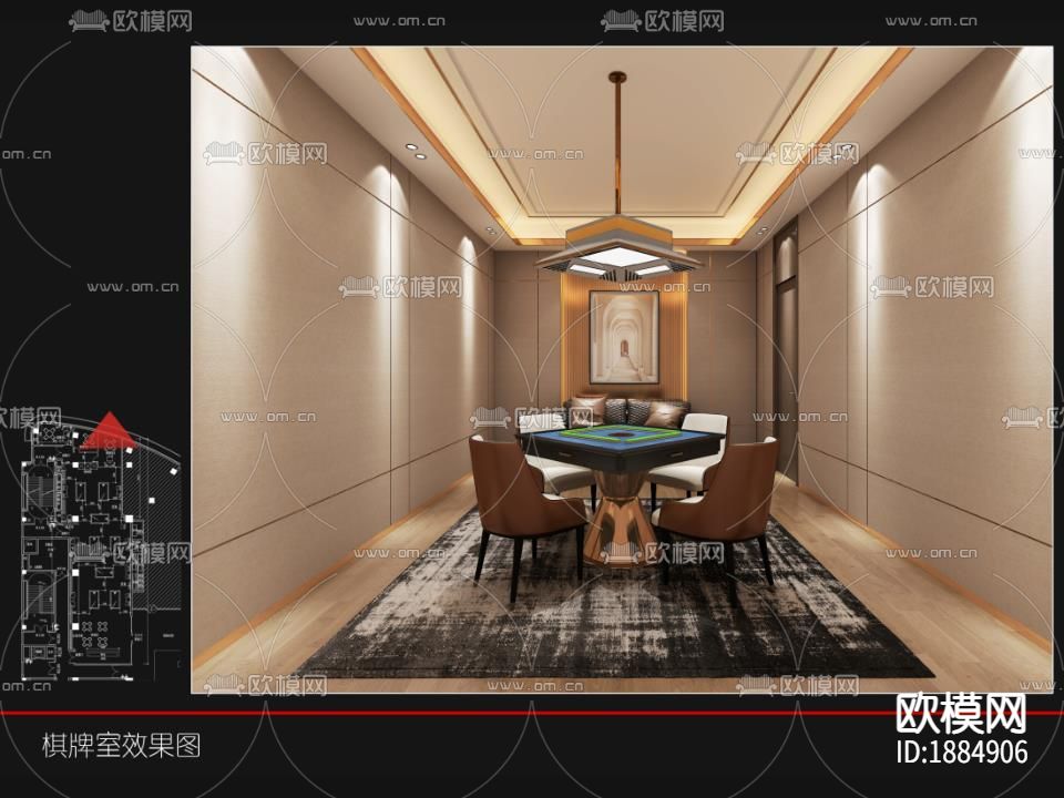 台球俱乐部cad施工图下载（渲染图6）