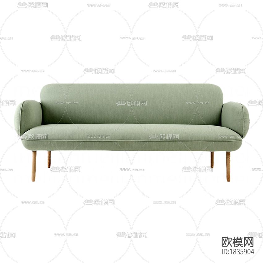 北欧简约绿色布艺三人沙发下载