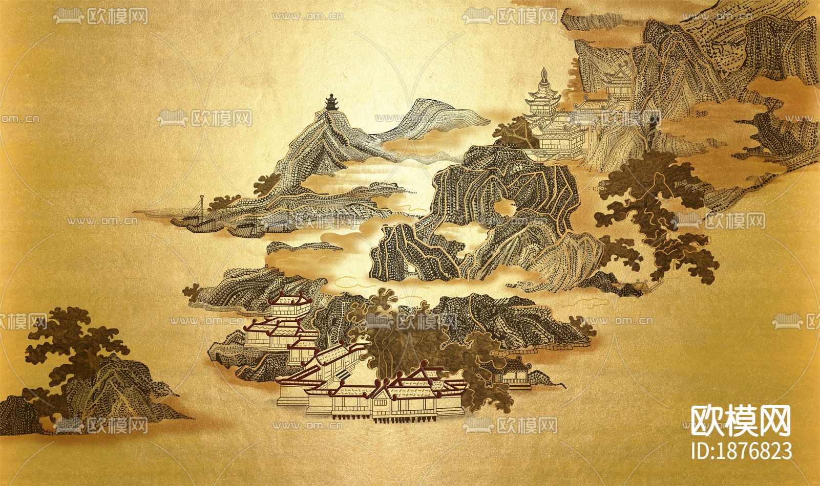 中式国画贴图下载（渲染图5）