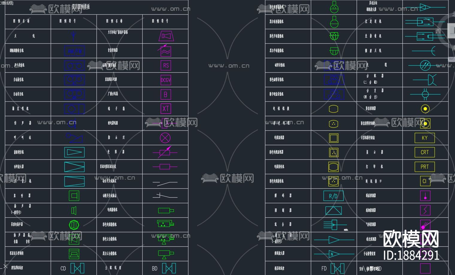 安防系统通用图形符号cad图库下载（渲染图4）