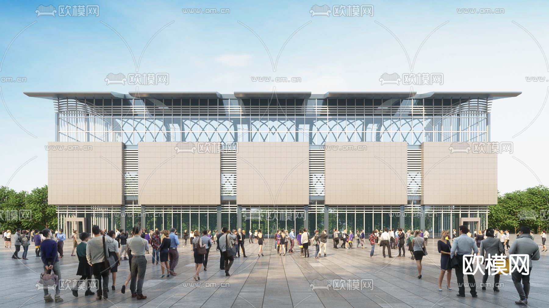 现代体育馆外观3d模型下载