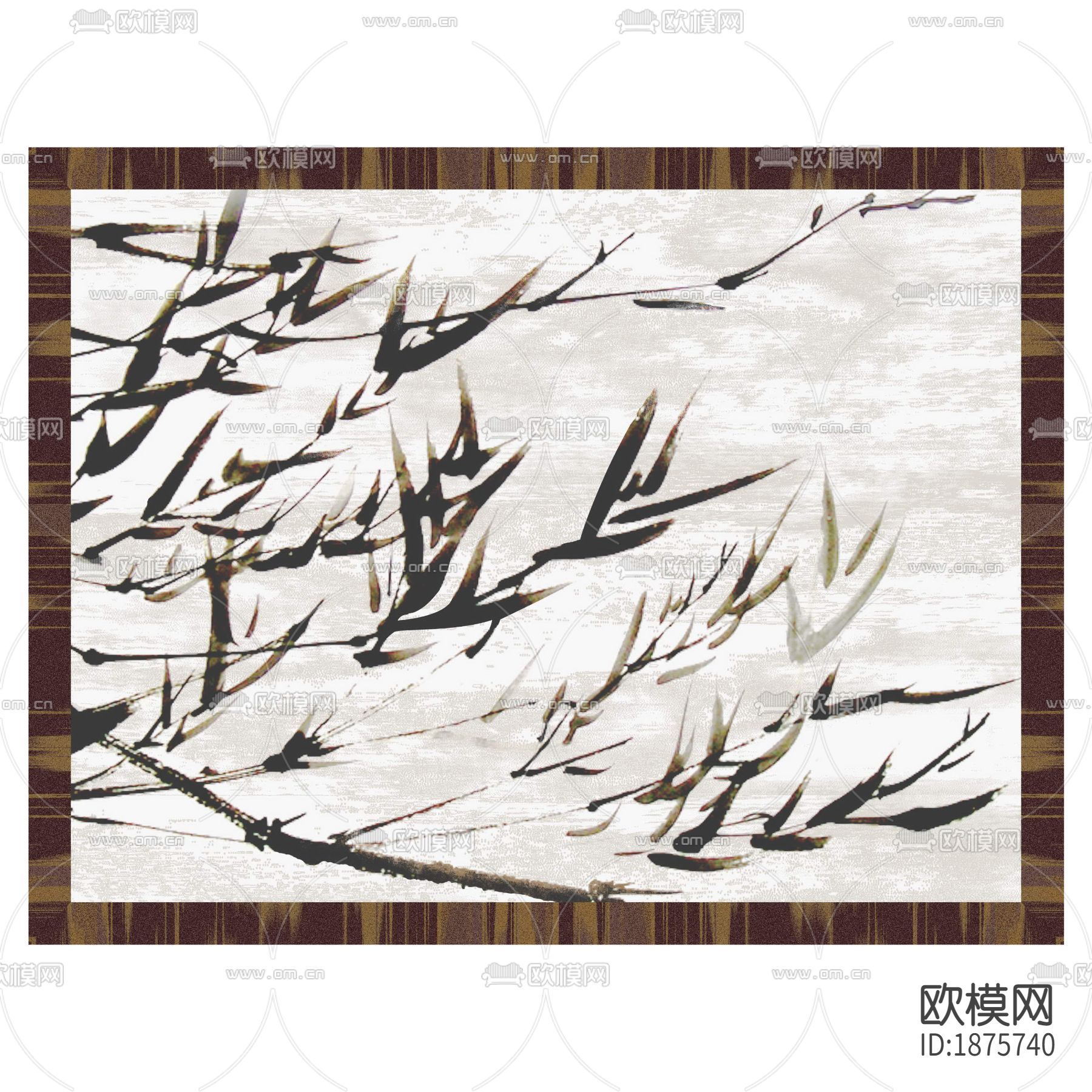 新中式山水绒布地毯下载（渲染图2）