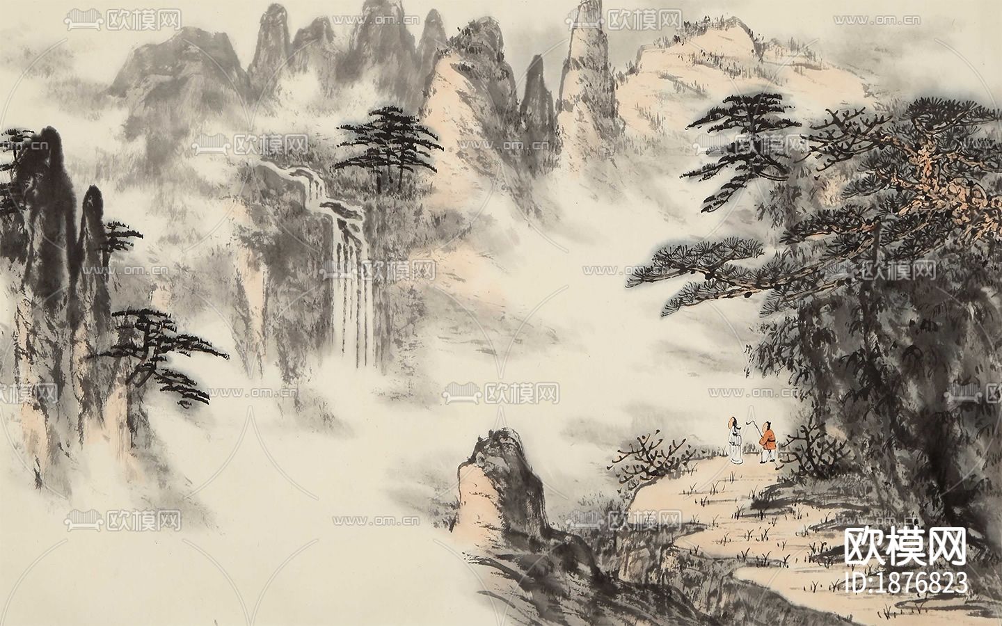 中式国画贴图下载（渲染图1）