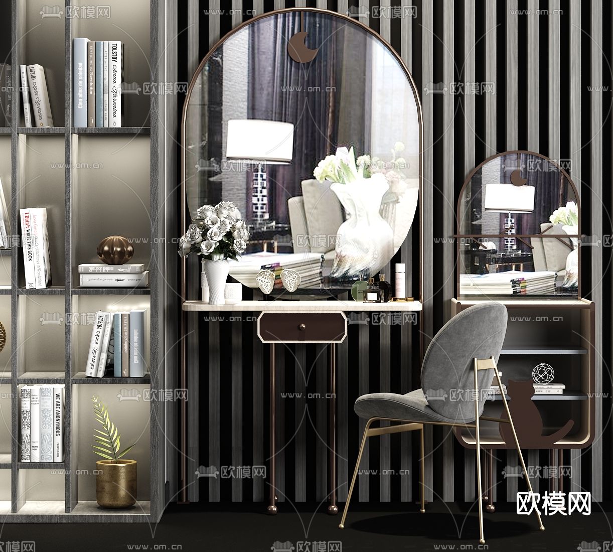 现代轻奢梳妆台su模型下载