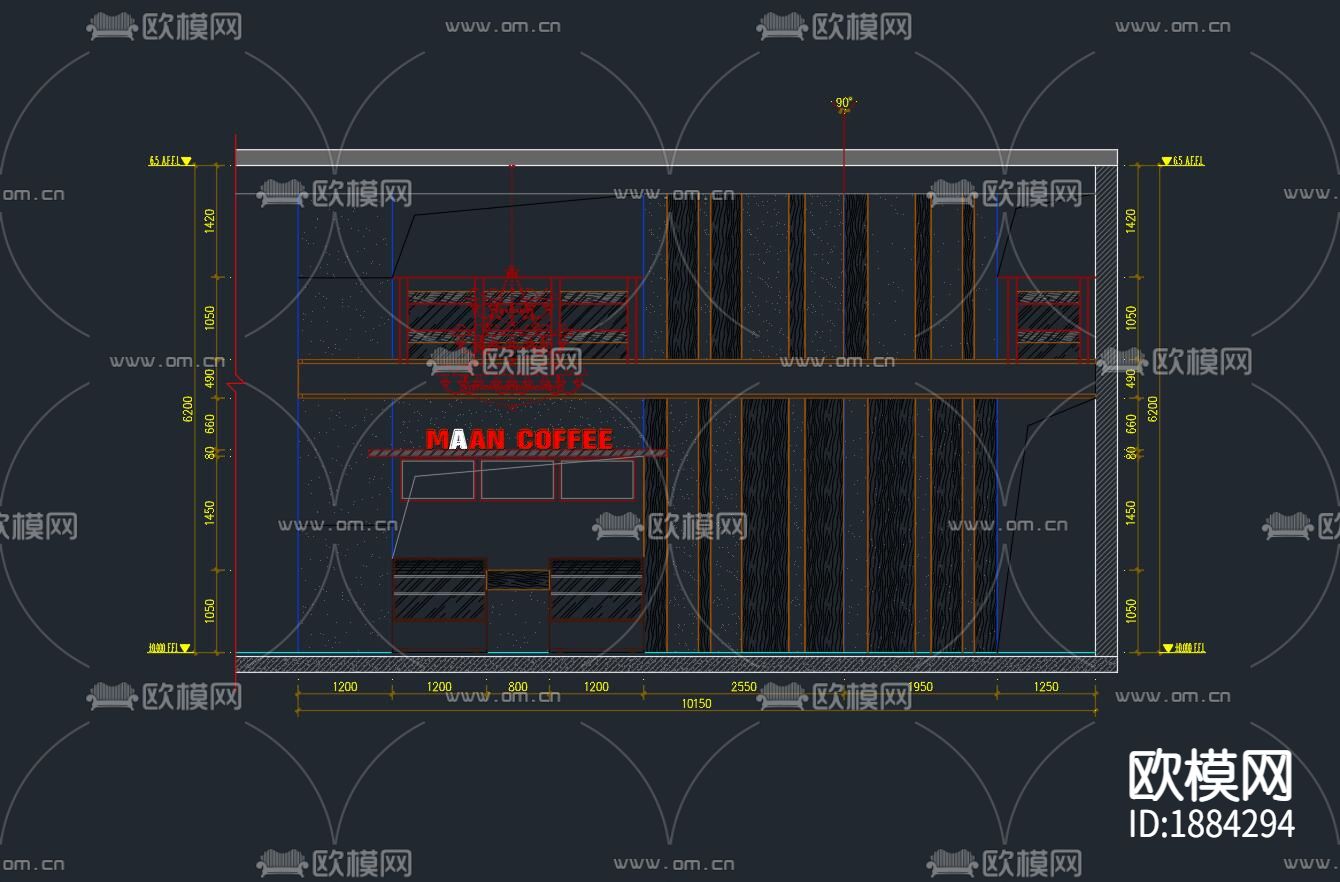 咖啡店cad施工图下载（渲染图7）