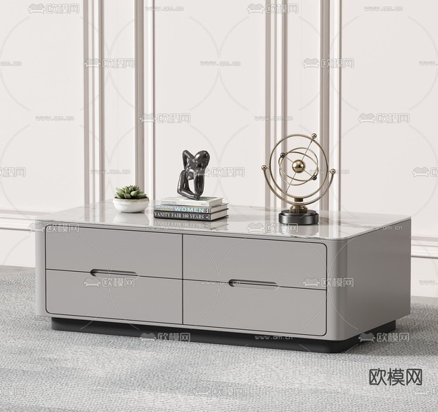 现代大理石茶几3d模型下载(渲染图3)