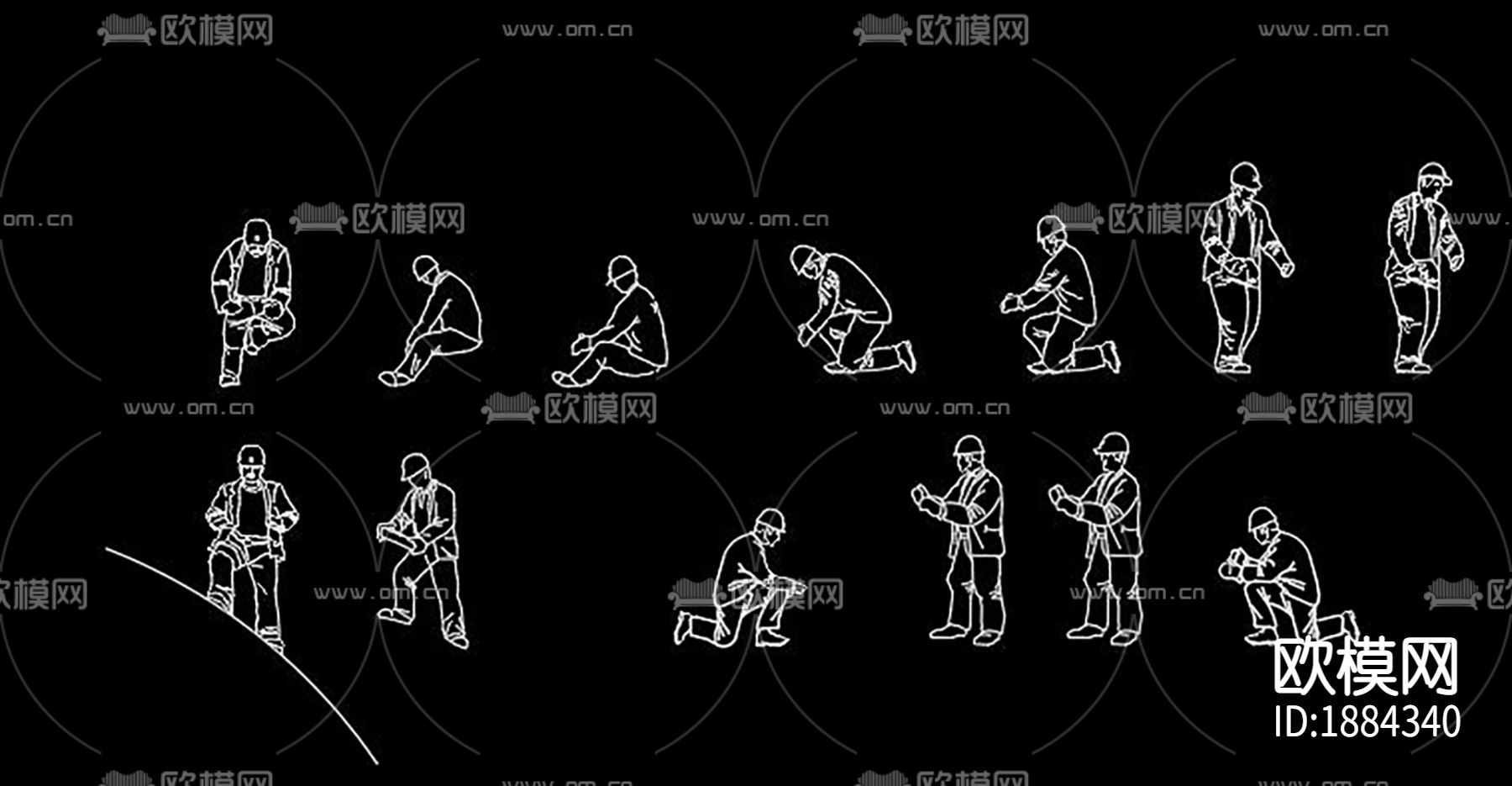 装修工人cad图块下载（渲染图3）