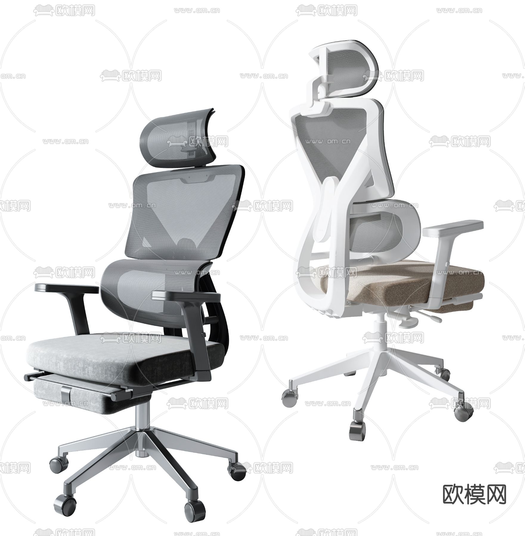 现代网布办公椅3d模型下载