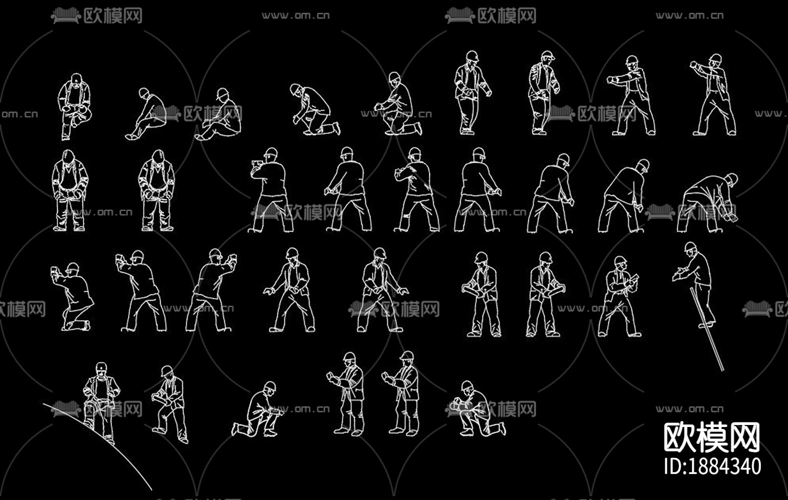 装修工人cad图块下载（渲染图1）